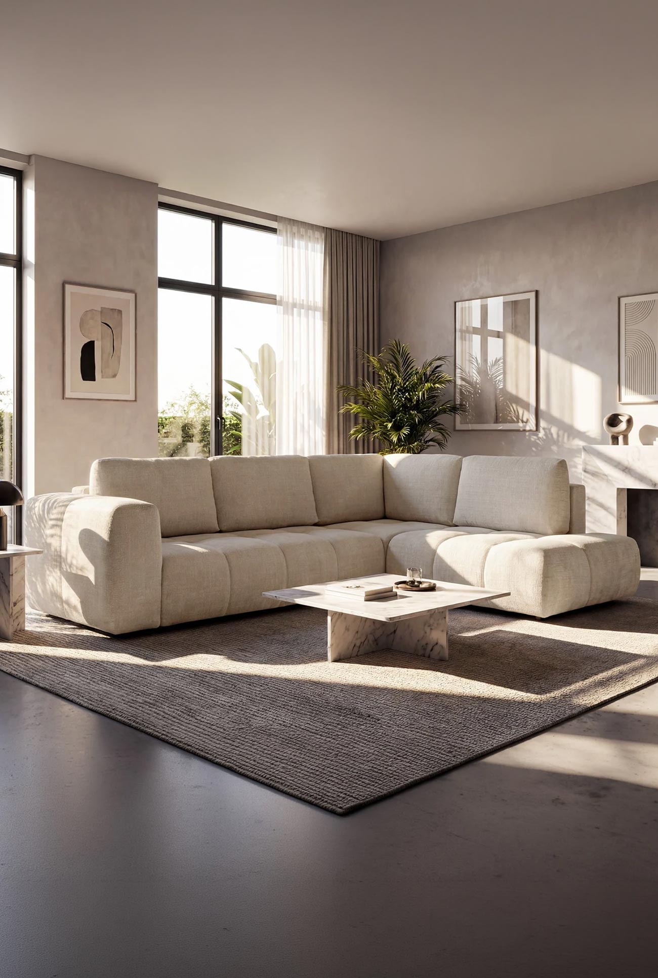 FANY - Canapés d'angle convertibles en tissu angle droit ou gauche - Mobilier Deco