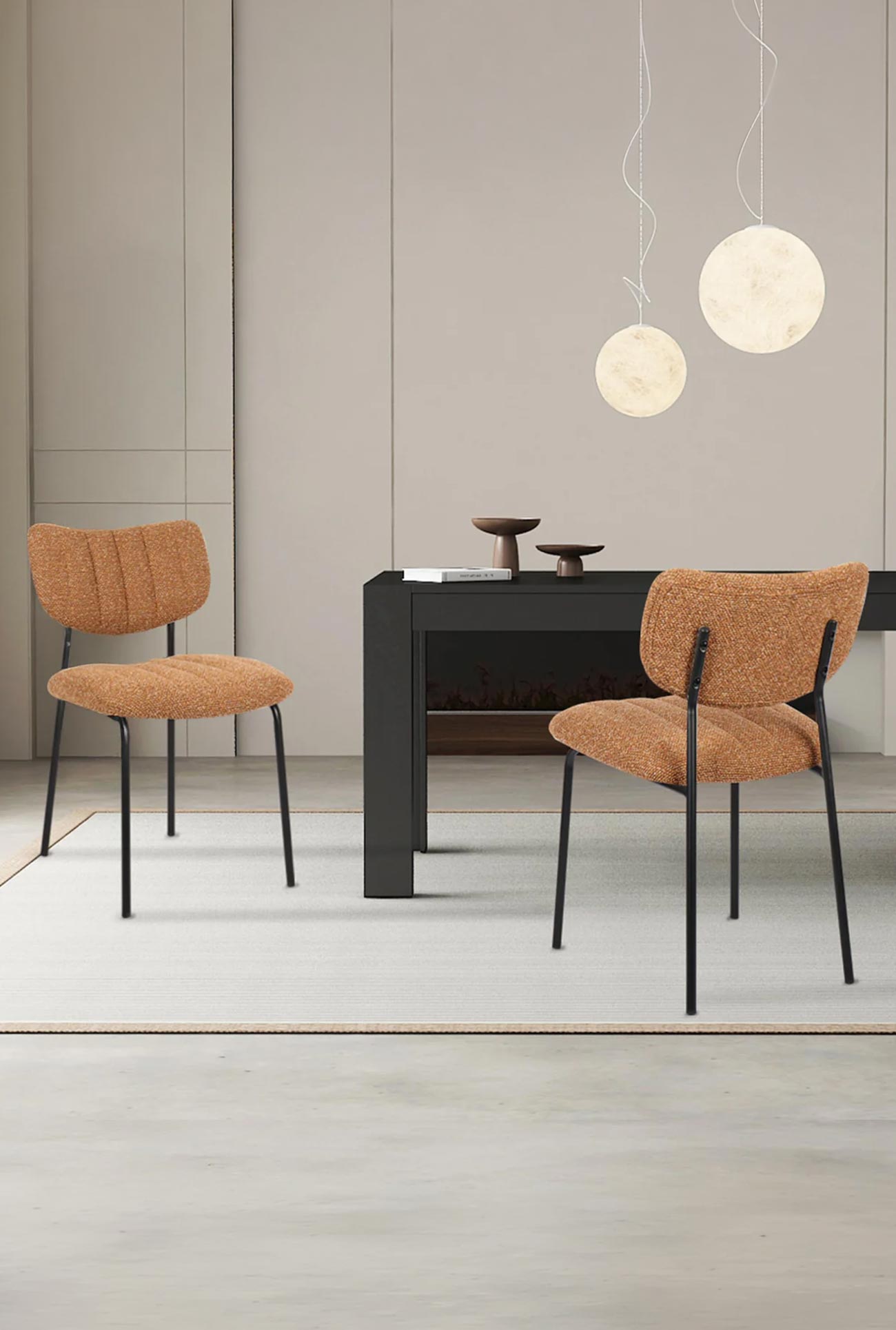 JAYDA - Lots de 2 chaises de repas en tissu piètement métal - Mobilier Deco