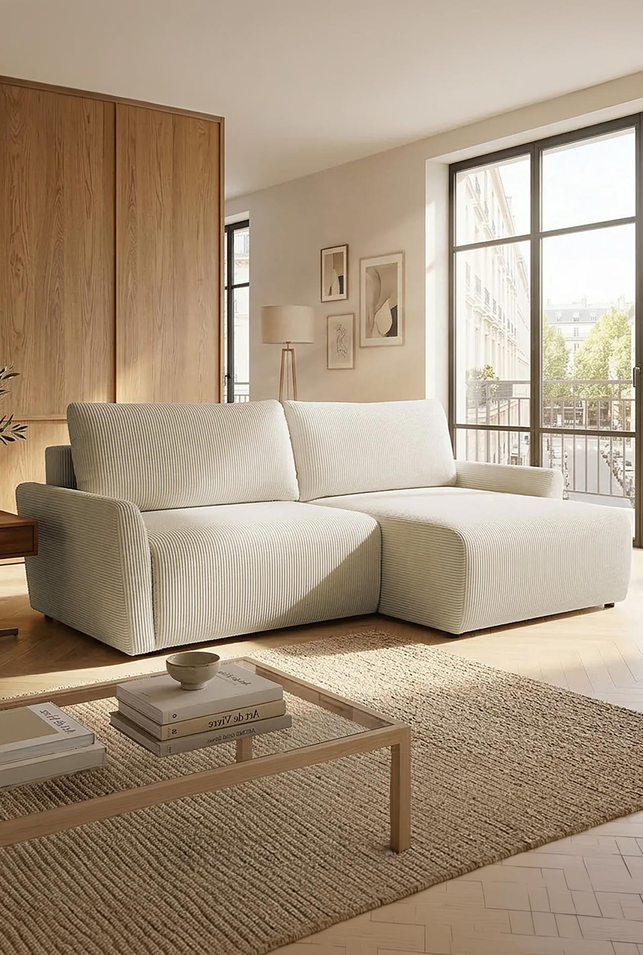 LANA - Canapés d'angle convertibles et réversible avec coffre en tissu - Mobilier Deco
