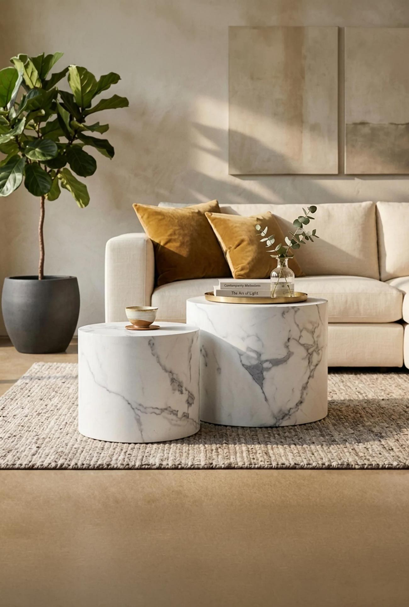 LEILA - Lots de 2 tables basses rondes plusieurs couleurs - Mobilier Deco