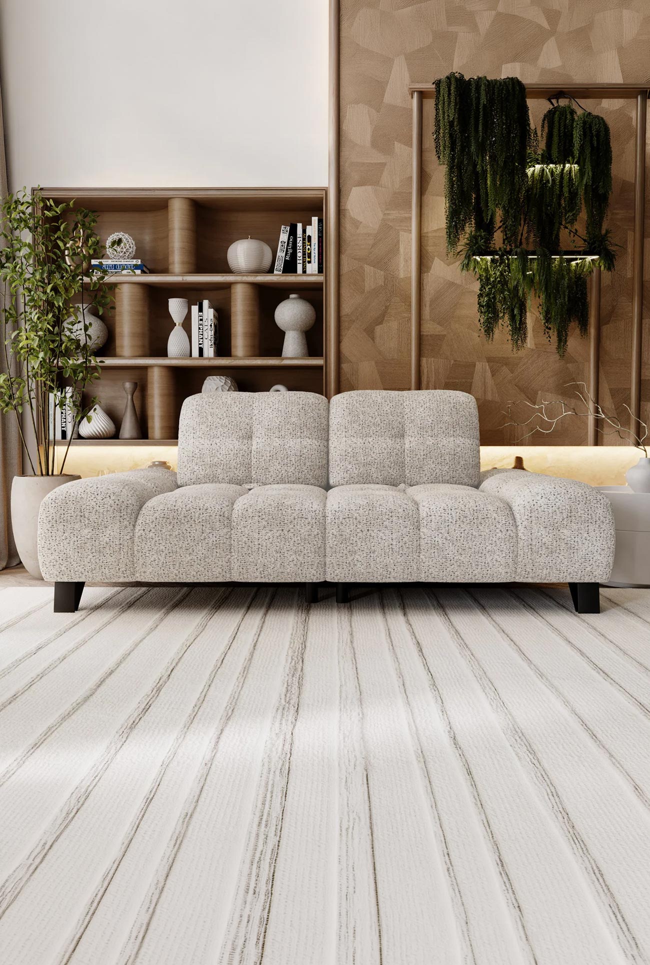 LOREA – Canapés 2 places en tissu texturé avec dossier amovible - Mobilier Deco