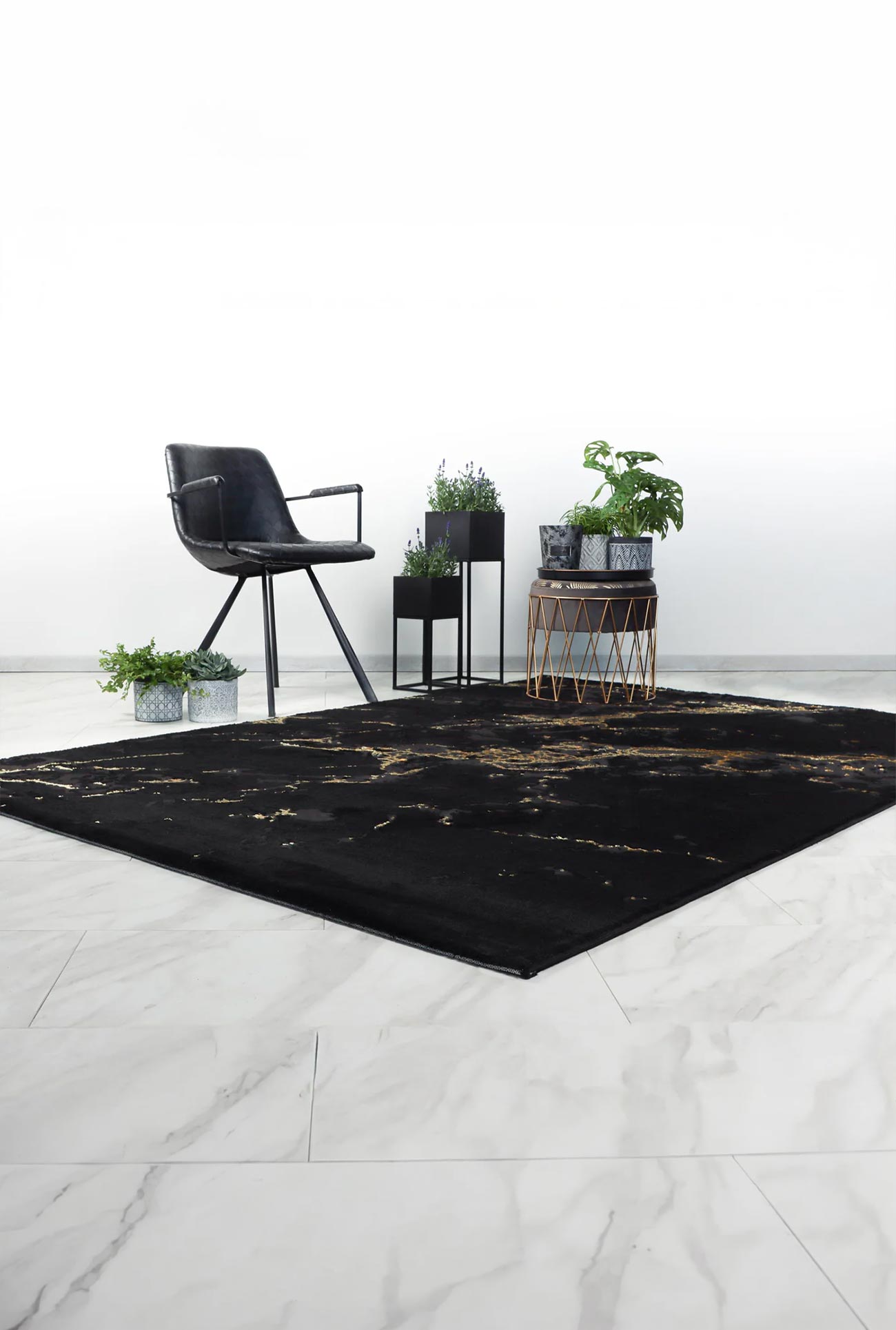 MARMARIS - Tapis en tissu à veinure marbrée 160x230 cm - Mobilier Deco