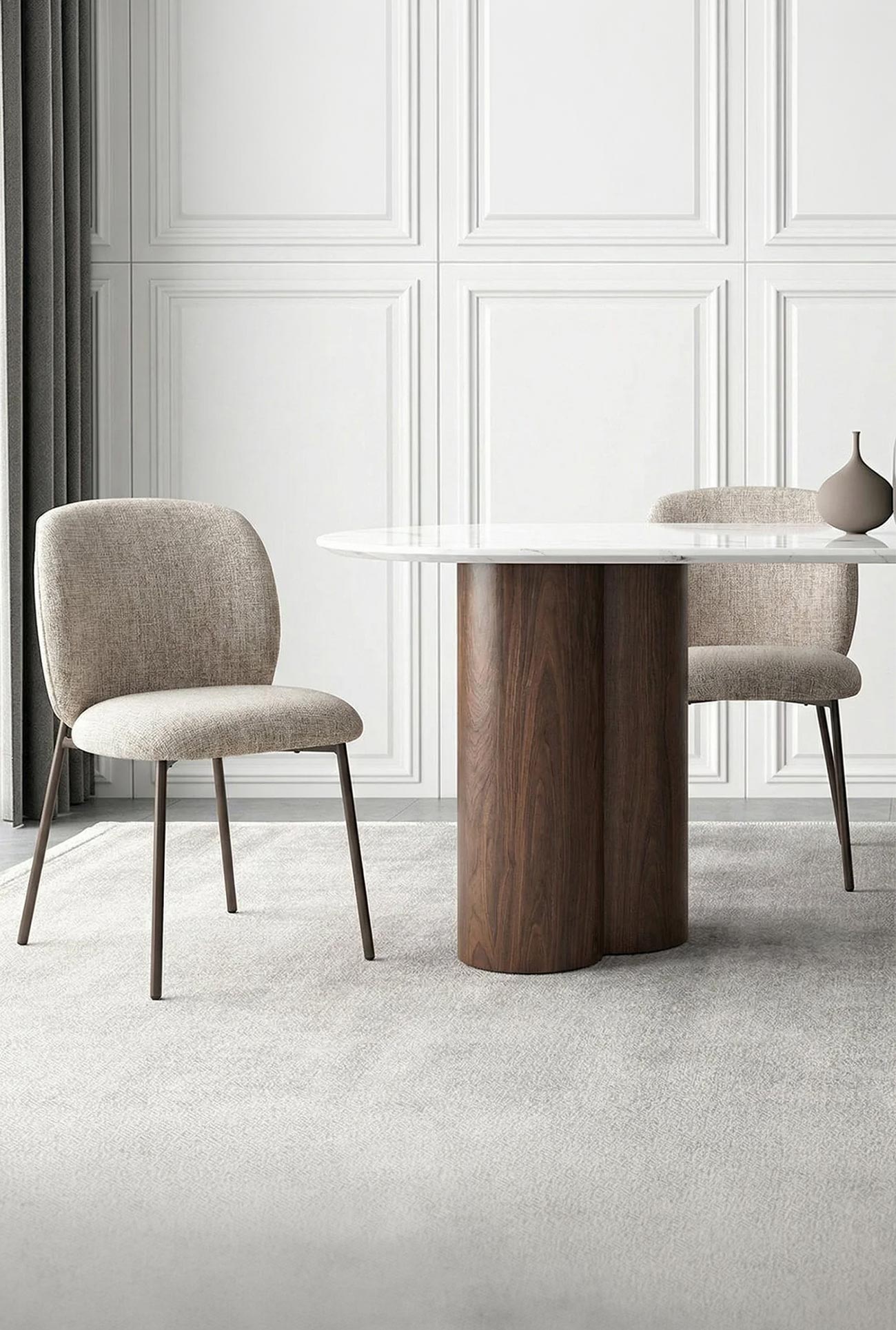 MOGAN - Lots de 2 chaises de repas en tissu pieds métal noir - Mobilier Deco