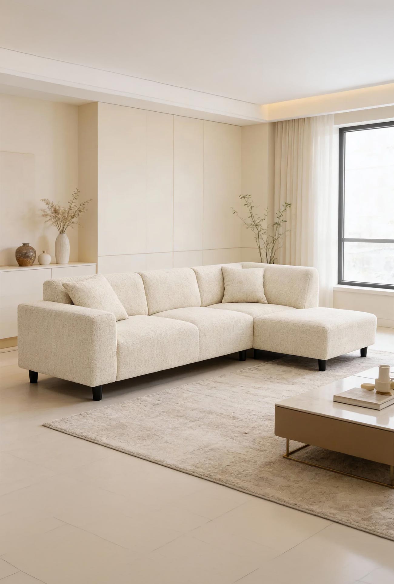 MUNICH - Canapé d'angle en tissu texturé - Mobilier Deco