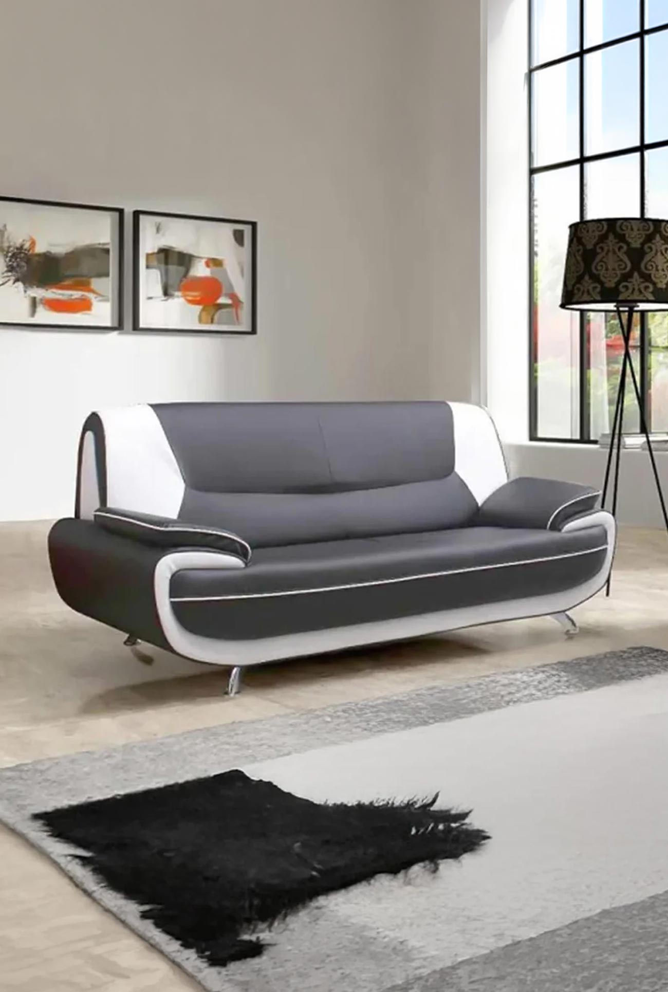 MUZA - Canapés d'angle, 3 places et 2 places en simili cuir - Mobilier Deco