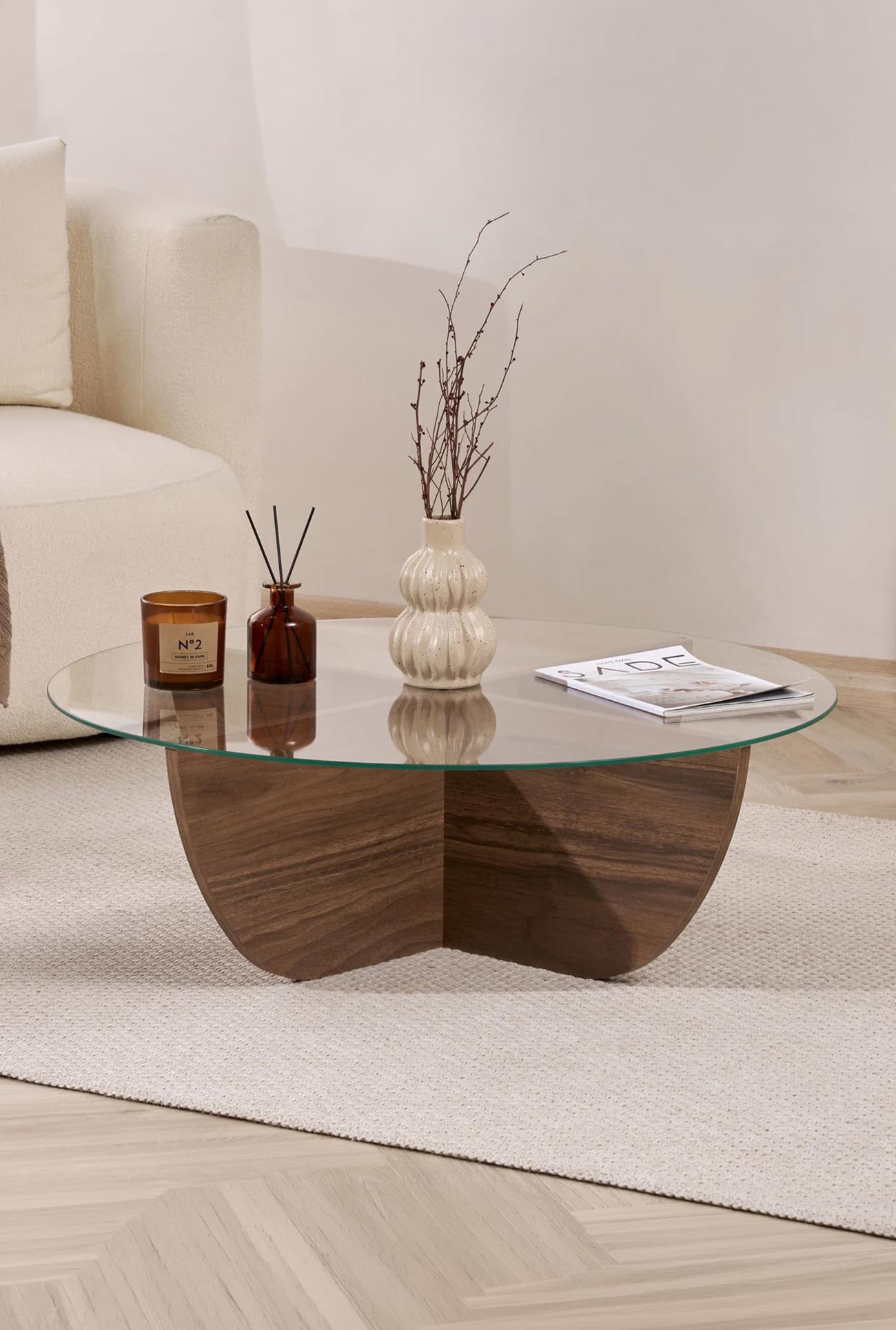 NESIA - Tables basses rondes avec plateau en verre - Mobilier Deco