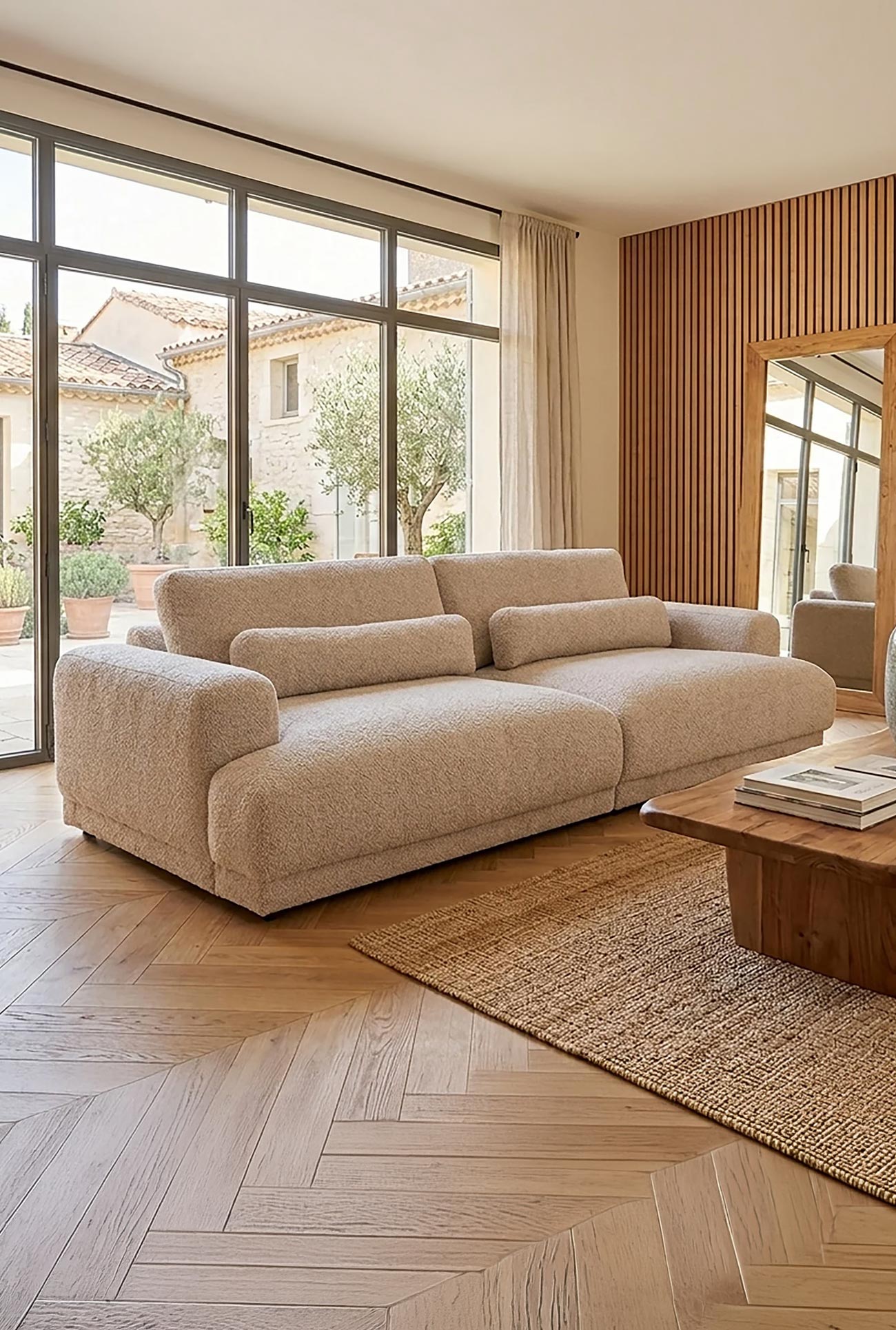 SEYA - Canapés 3 places en tissu bouclette - Mobilier Deco