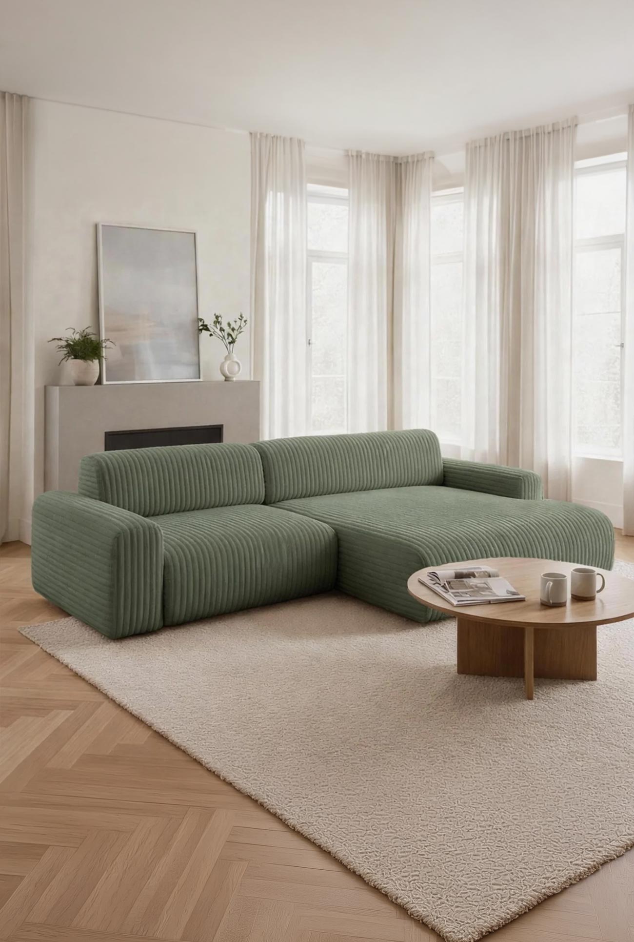 SOFIA - Canapés d'angle en velours côtelé - Mobilier Deco