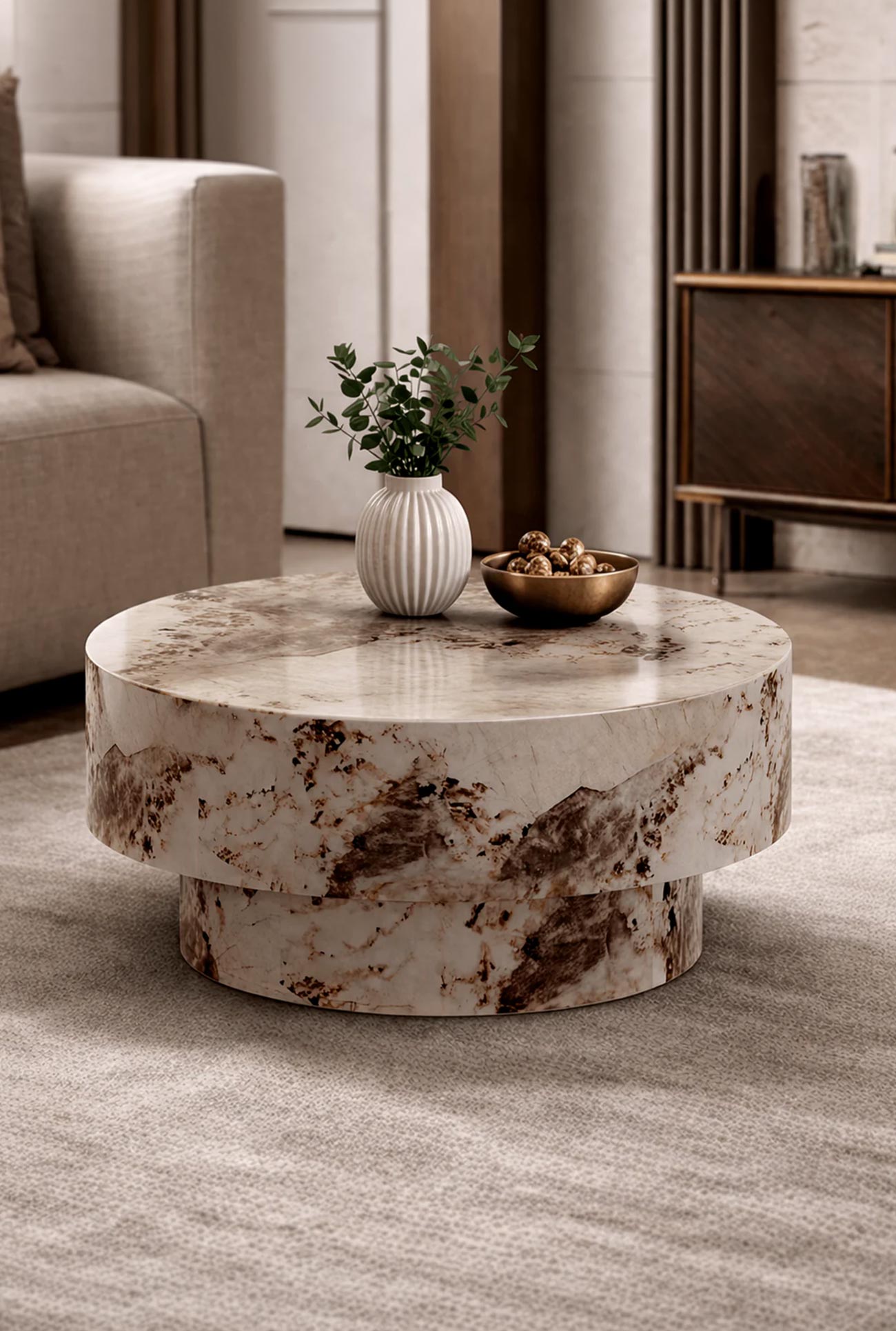 ZENA - Tables basses et tables d'appoint en marbre d'ingénierie - Mobilier Deco