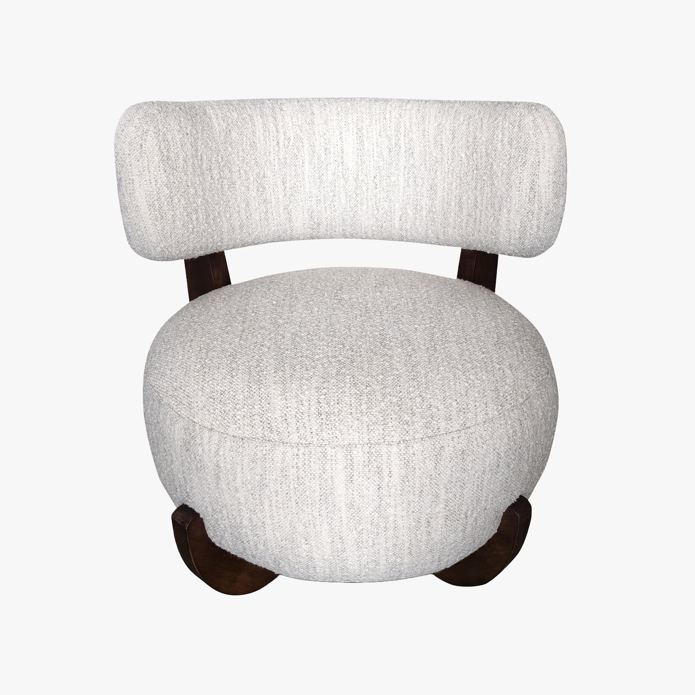 ESTER Fauteuil en tissu blanc écru pieds en bois foncé