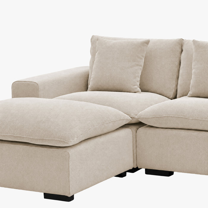 SELENIA Canapé d'angle modulable et réversible en tissu beige