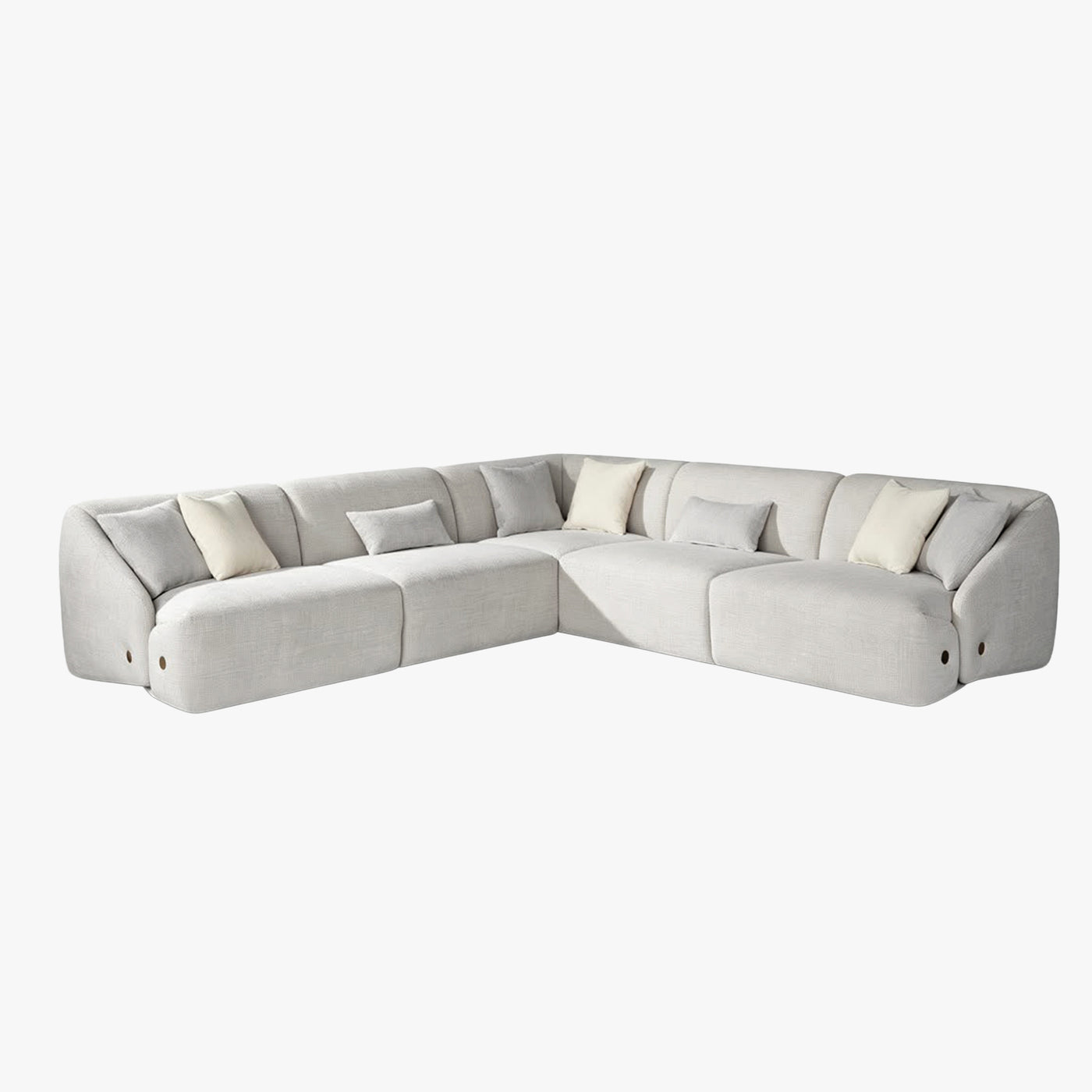 LENA Canapé d'angle modulable en tissu gris clair