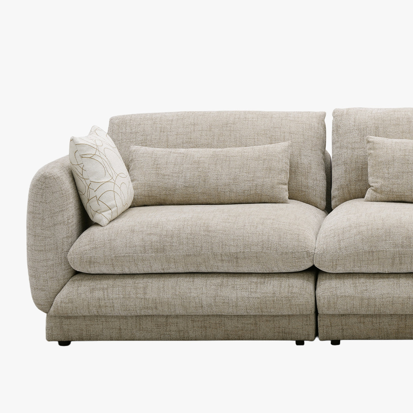 KENDAL Canapé d'angle en tissu taupe - Angle droit