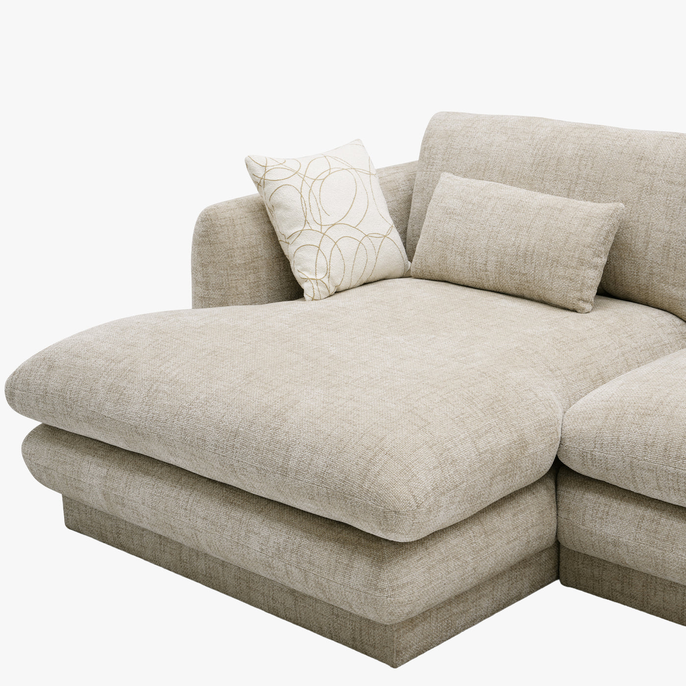 KENDAL Canapé d'angle en tissu taupe - Angle gauche