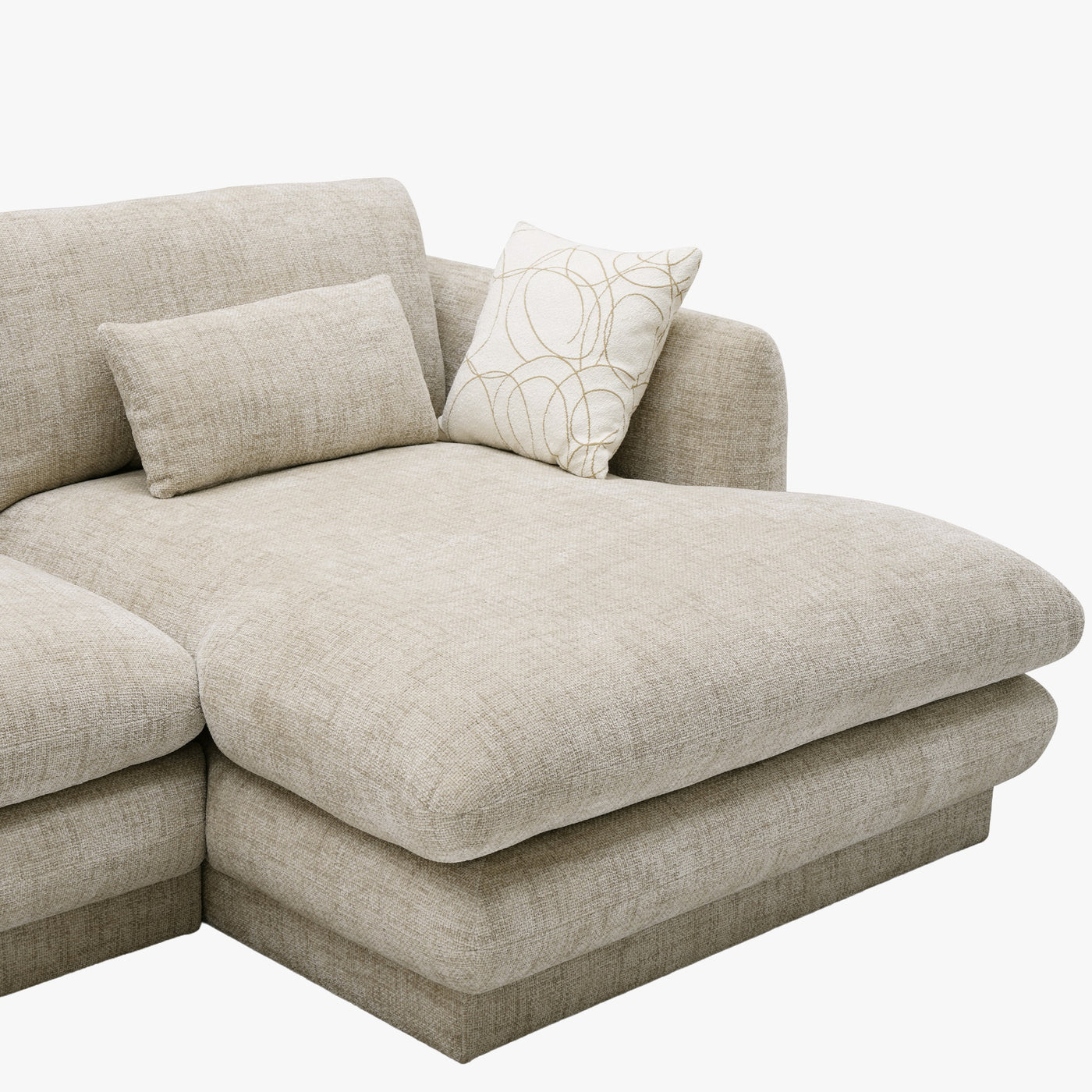 KENDAL Canapé d'angle en tissu taupe - Angle droit