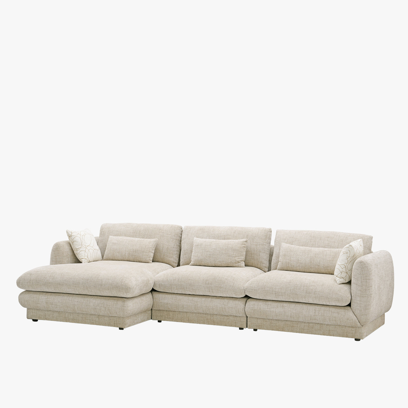 KENDAL Canapé d'angle en tissu beige - Angle gauche