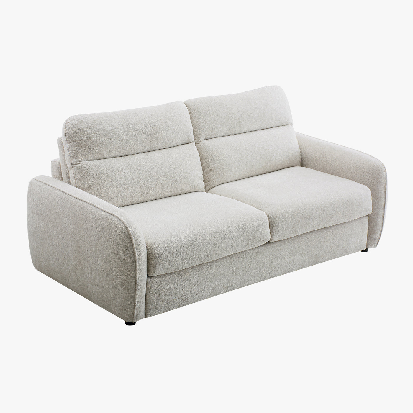canapé 3 places convertible avec matelas intégré en tissu blanc écru