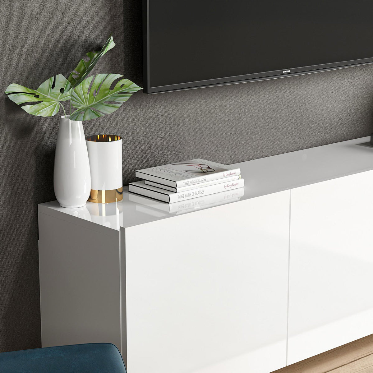 RONA Meuble TV 3 portes blanc