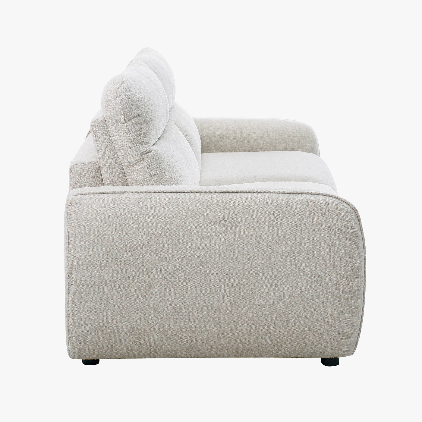 canapé 3 places convertible avec matelas intégré en tissu blanc écru