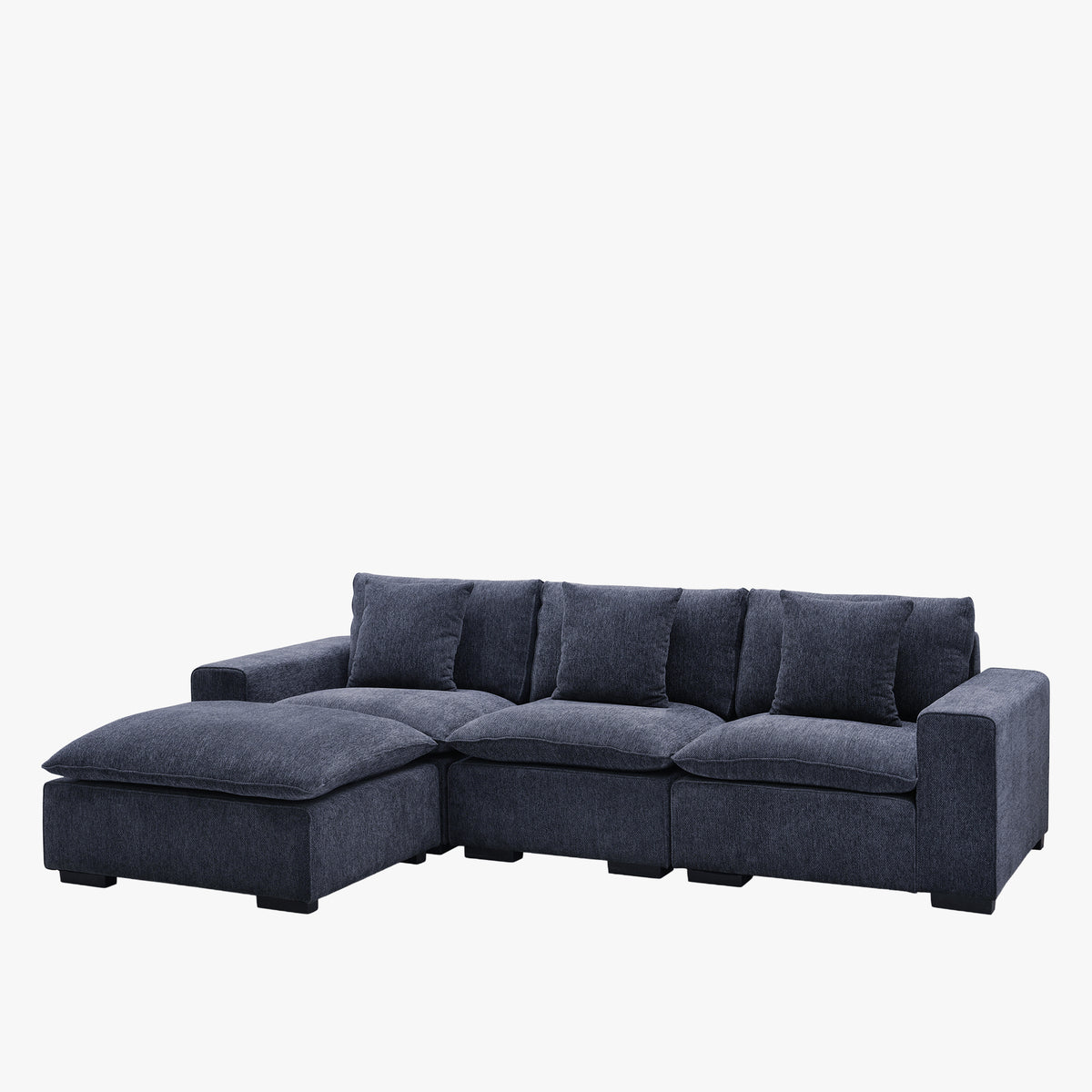 SELENIA Canapé d'angle modulable en tissu bleu