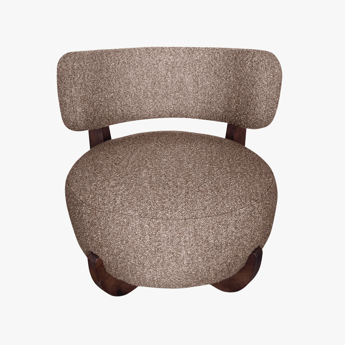 ESTER Fauteuil en tissu texturé taupe pieds en bois foncé