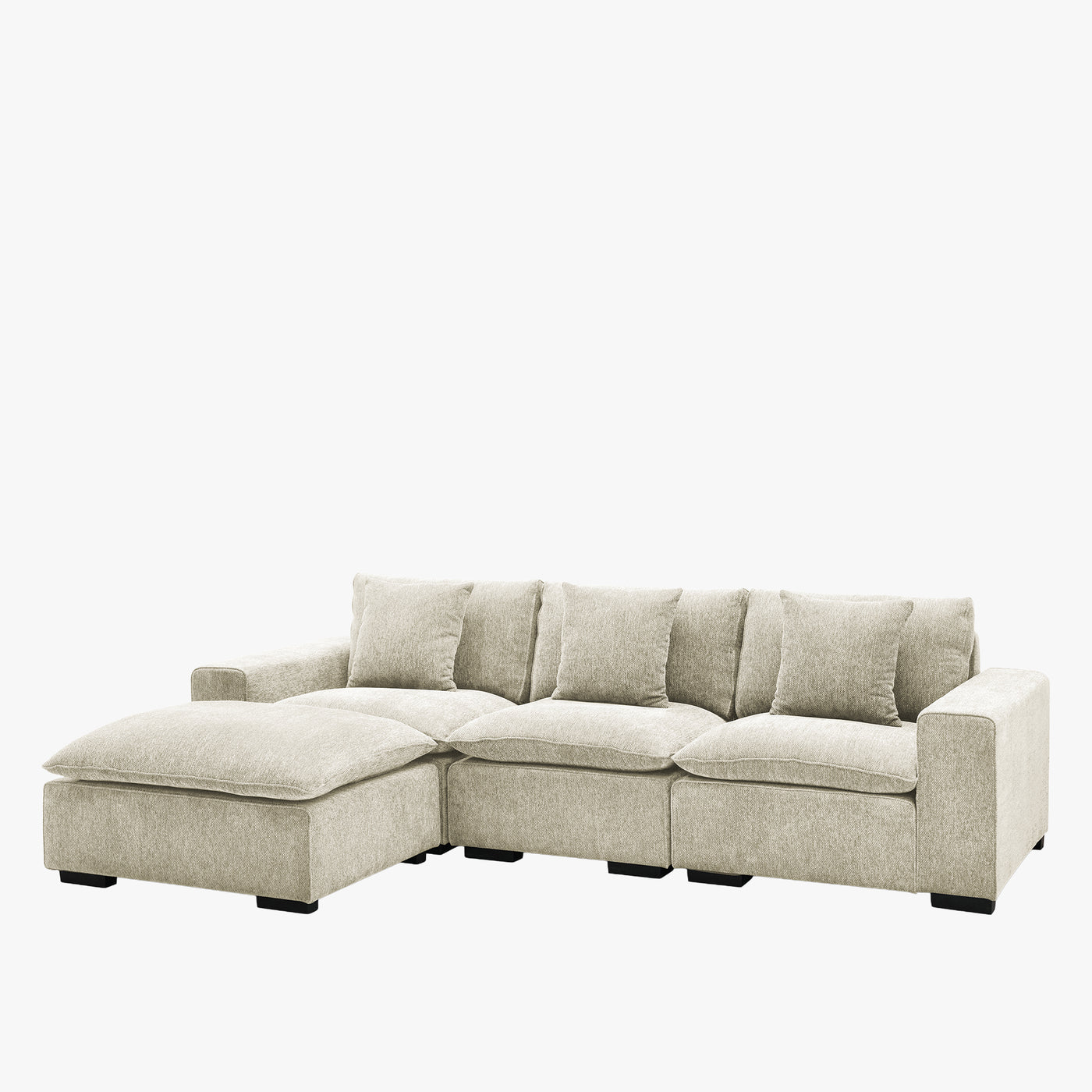 SELENIA Canapé d'angle modulable en tissu beige