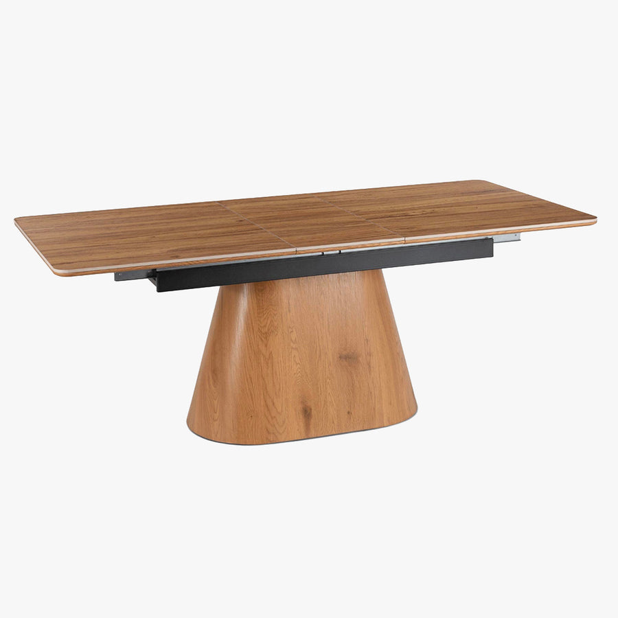 LIZBONA Table à manger extensible en céramique pieds couleur bois clair 160-200 cm — aperçu vidéo
