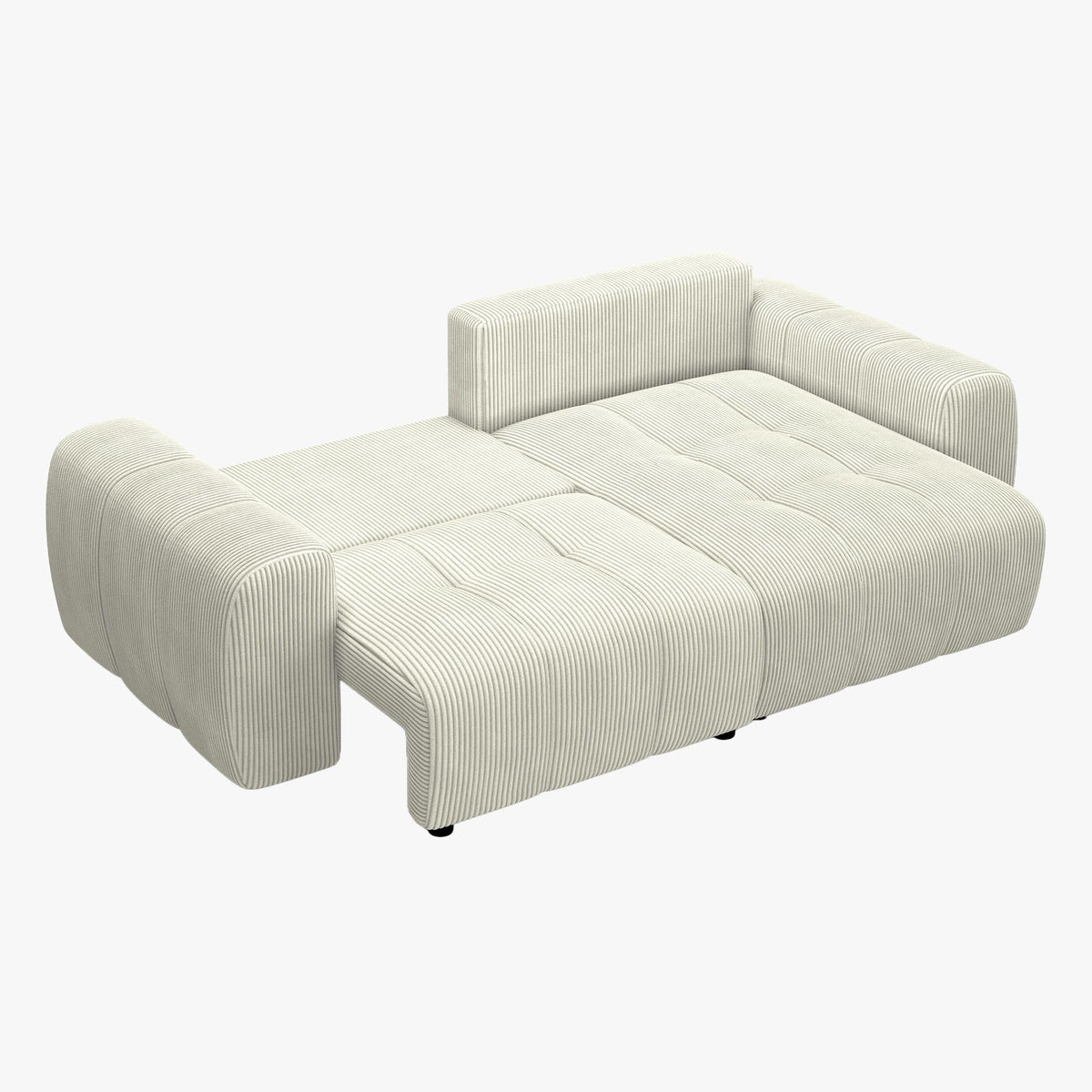 ALYA Canapé d'angle convertible et réversible avec coffre en velours côtelé beige - Canapé d'angle convertible