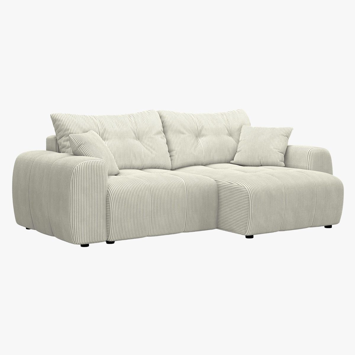 ALYA Canapé d'angle convertible et réversible avec coffre en velours côtelé beige - Canapé d'angle convertible