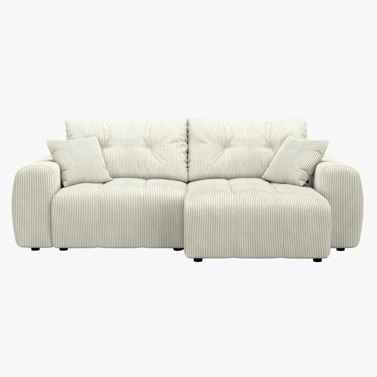 ALYA Canapé d'angle convertible et réversible avec coffre en velours côtelé beige - Canapé d'angle convertible
