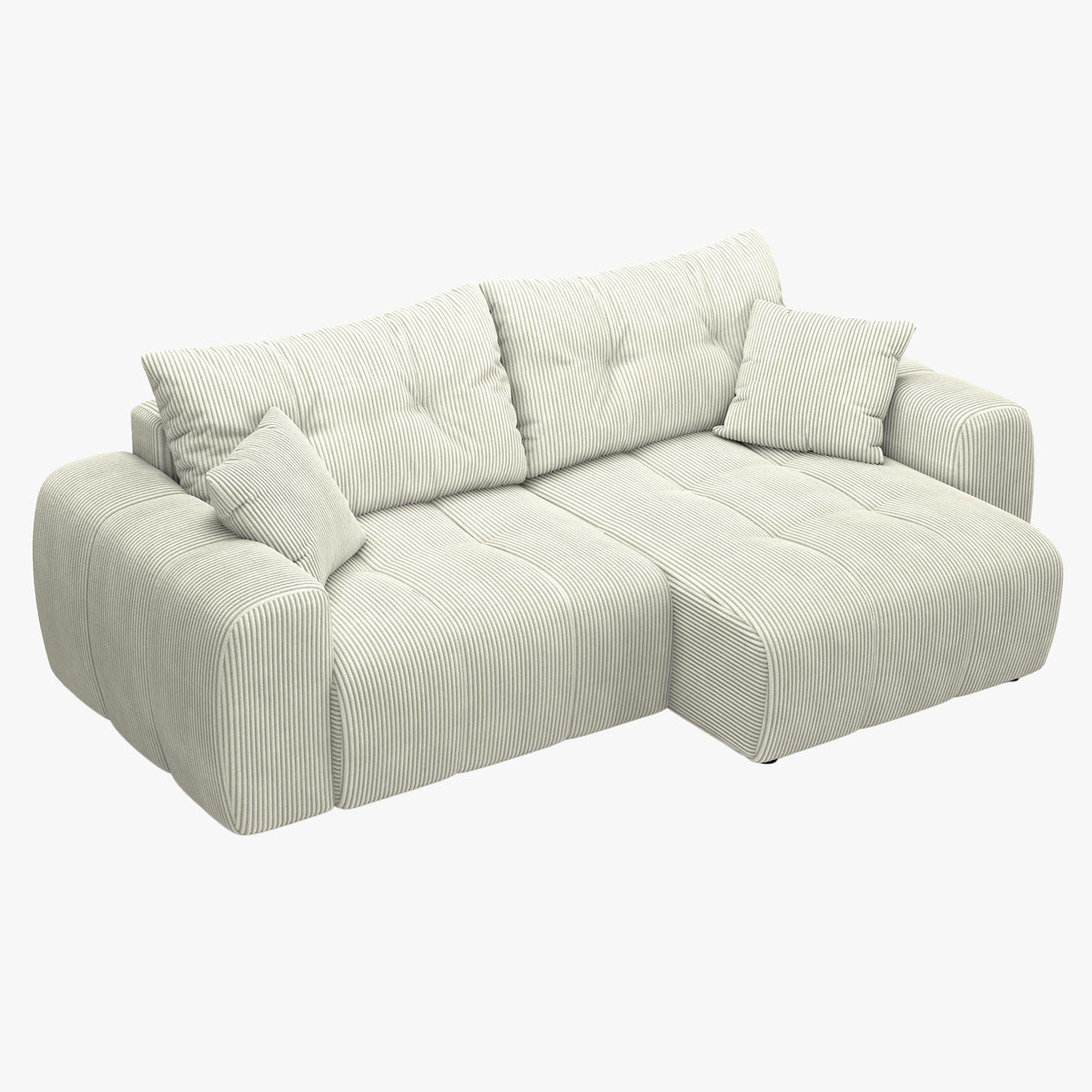 ALYA Canapé d'angle convertible et réversible avec coffre en velours côtelé beige - Canapé d'angle convertible