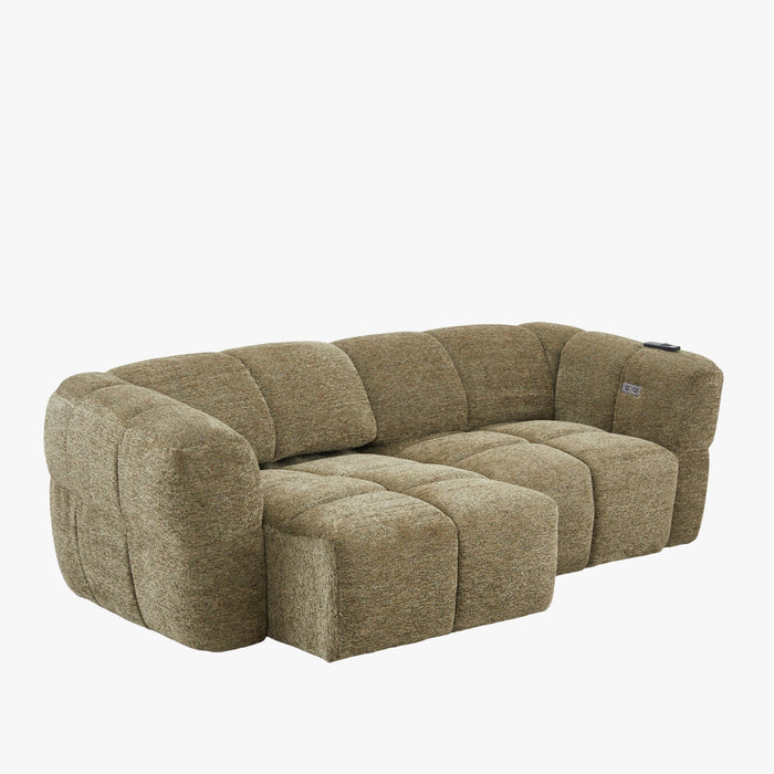 NALA Canapé 3 places relax électrique avec assises coulissantes en tissu vert