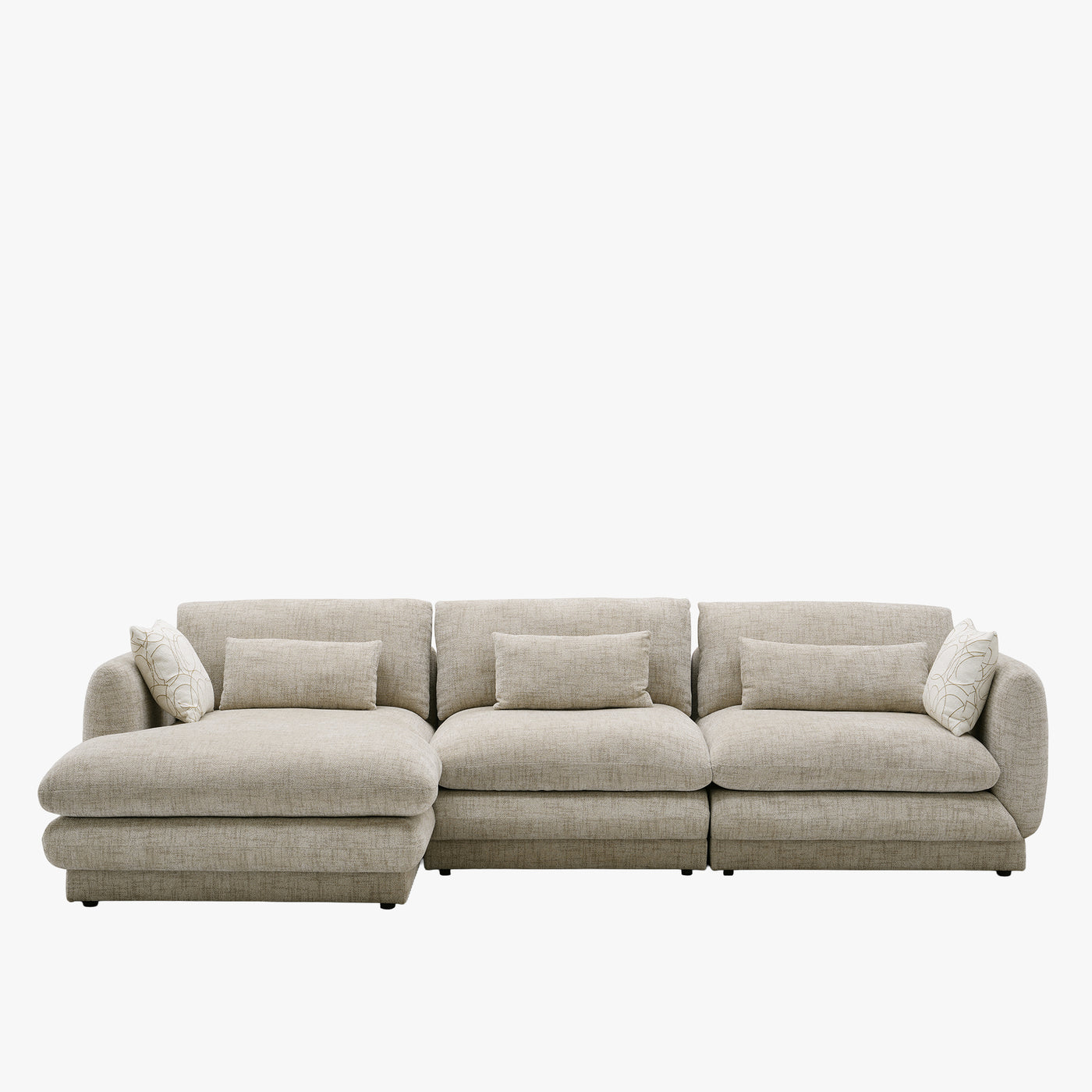 KENDAL Canapé d'angle en tissu taupe - Angle gauche