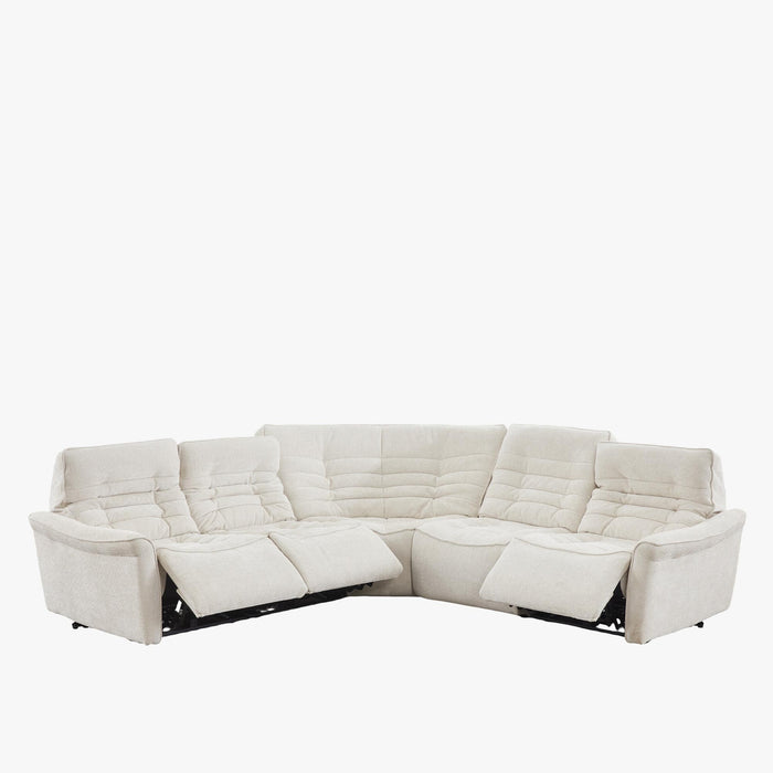 CHILLY Canapé d'angle relax électrique réversible en tissu beige