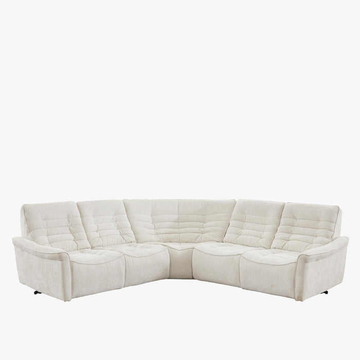 CHILLY Canapé d'angle relax électrique réversible en tissu beige