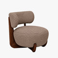 ESTER Fauteuil en tissu texturé taupe pieds en bois foncé