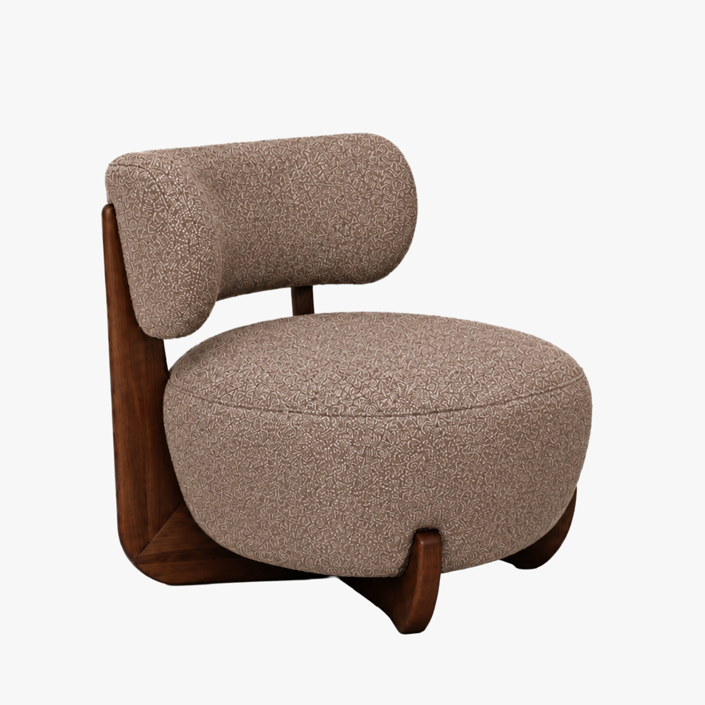 ESTER Fauteuil en tissu texturé taupe pieds en bois foncé