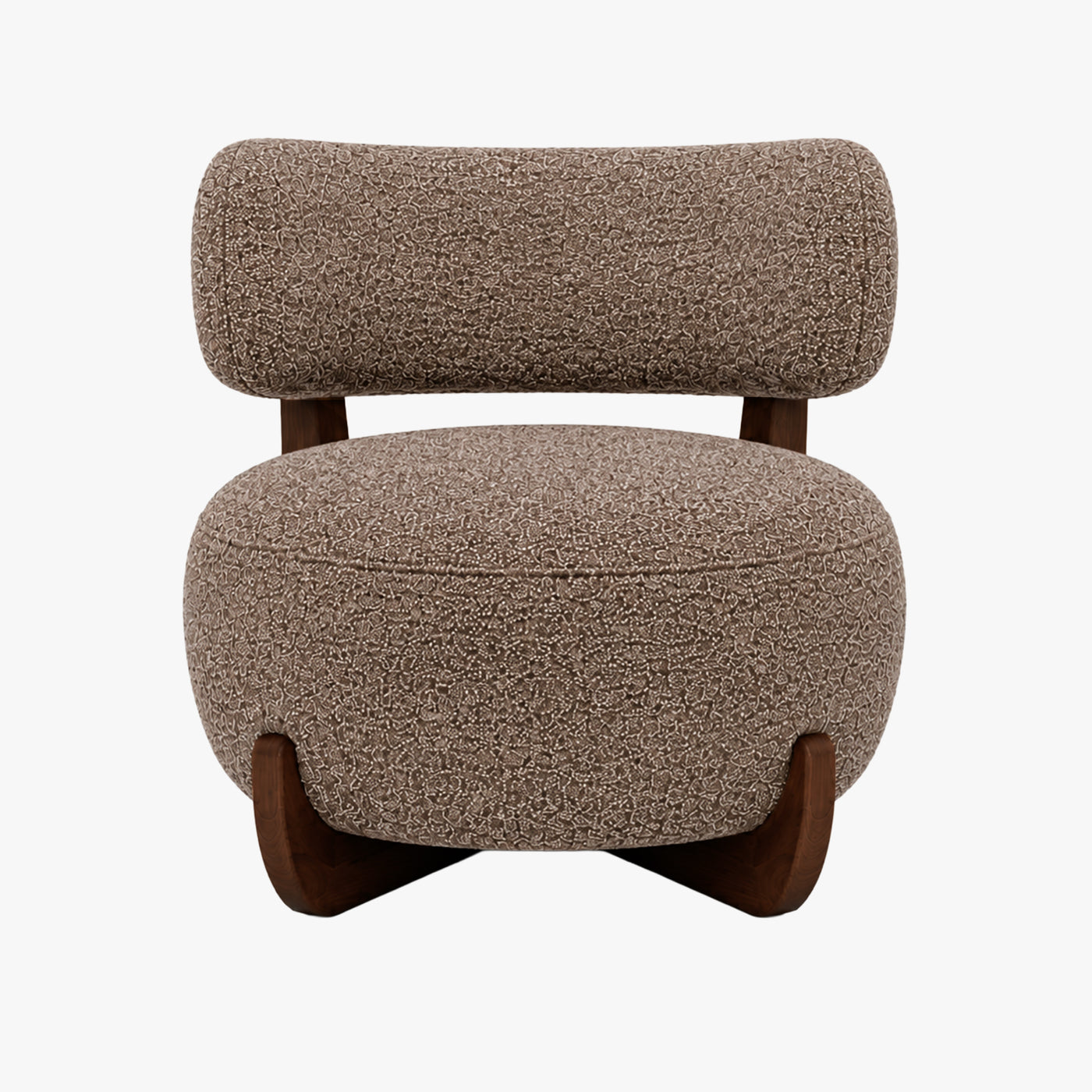 ESTER Fauteuil en tissu texturé taupe pieds en bois foncé