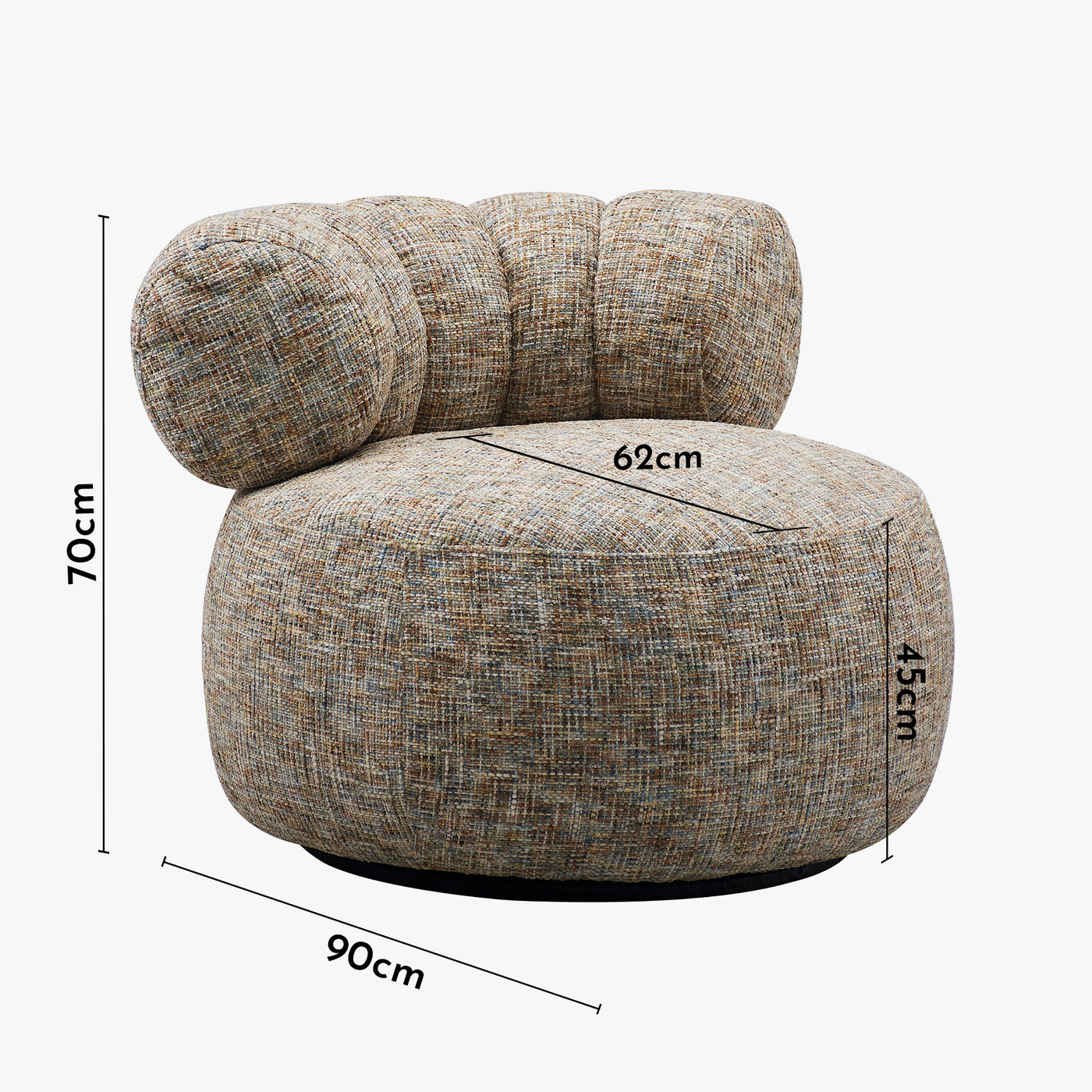 BLAIR Fauteuil pivotant en tissu texturé taupe