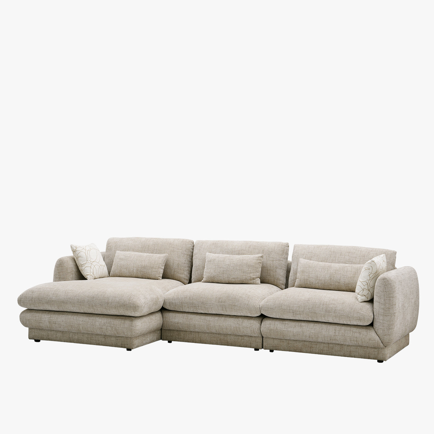 KENDAL Canapé d'angle en tissu taupe - Angle gauche