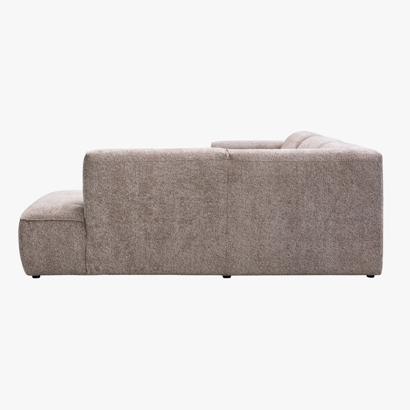 AMANDA Canapé d'angle en tissu taupe avec détail métal noir - Angle droit - Canapés d'angle - Mobilier Deco