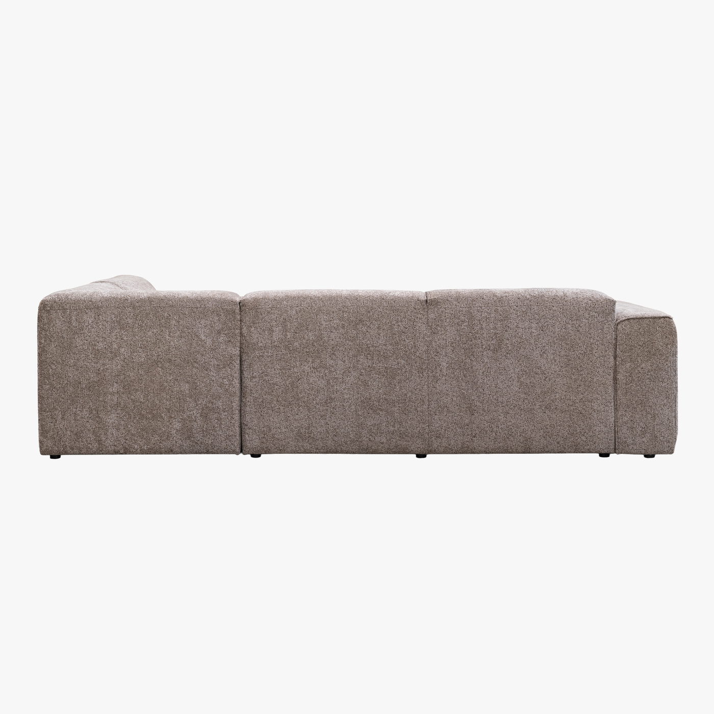 AMANDA Canapé d'angle en tissu taupe avec détail métal noir - Angle droit - Canapés d'angle - Mobilier Deco