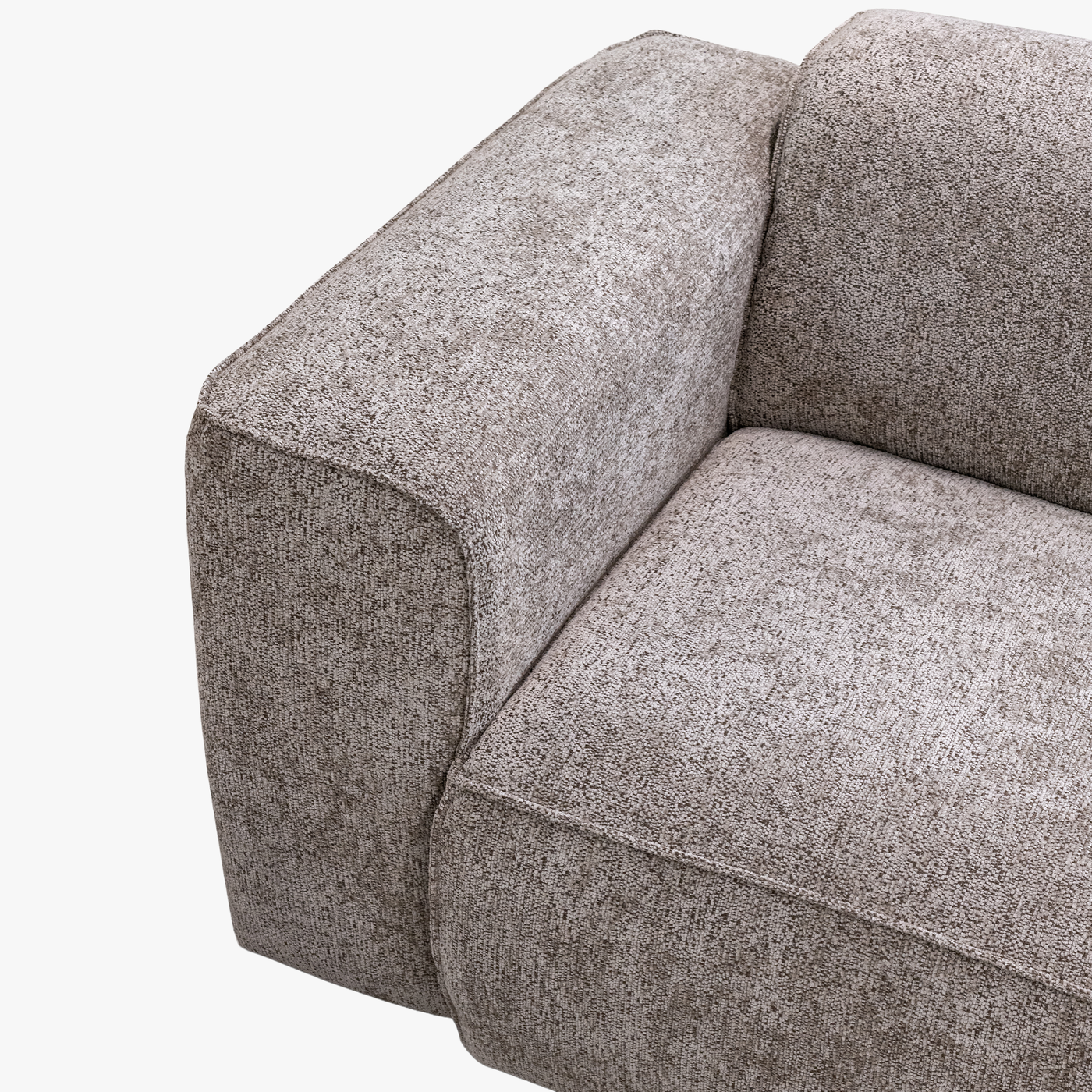 AMANDA Canapé d'angle en tissu taupe avec détail métal noir - Angle droit - Canapés d'angle - Mobilier Deco