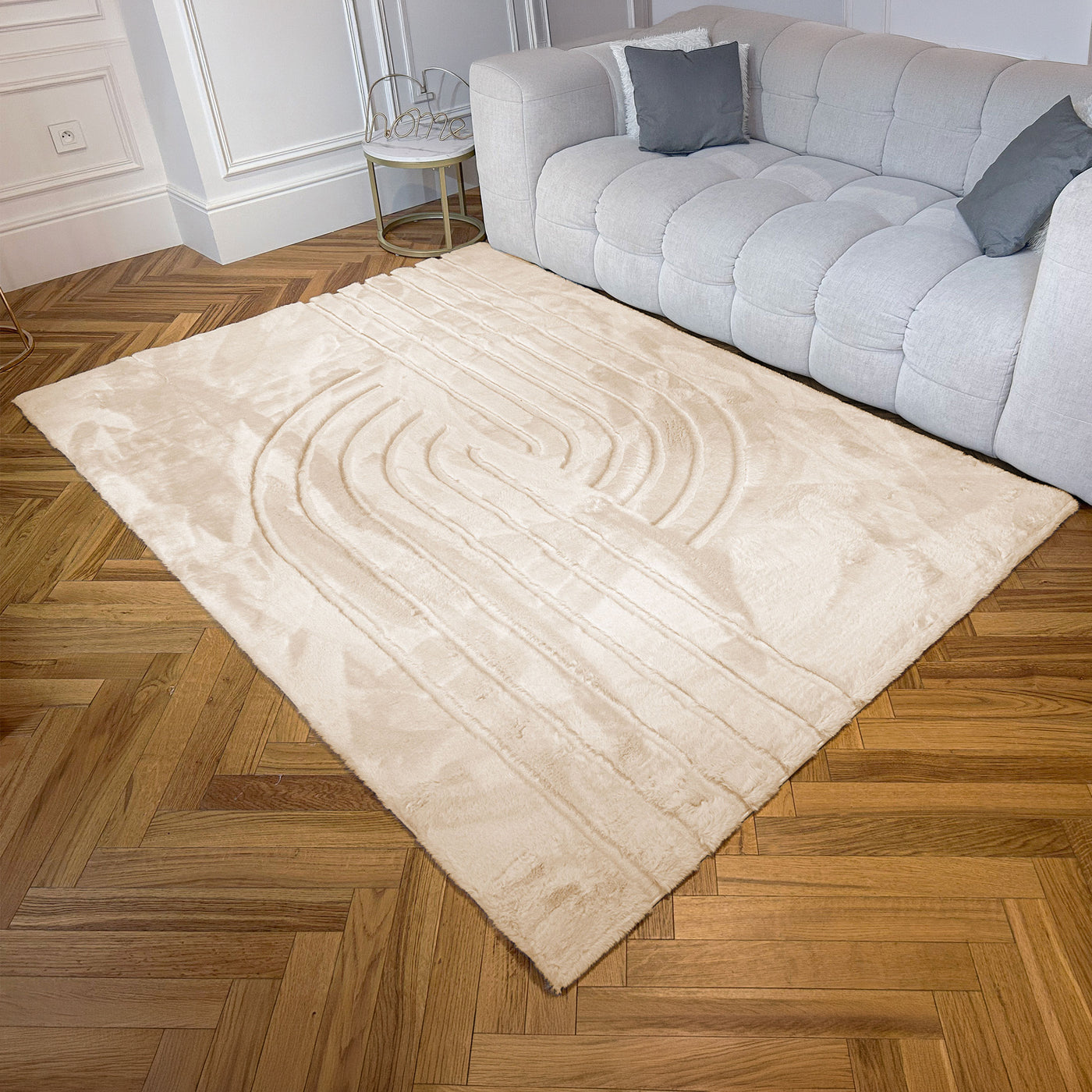 ALASKA Tapis en tissu doux à motif en relief beige - 160x230 cm