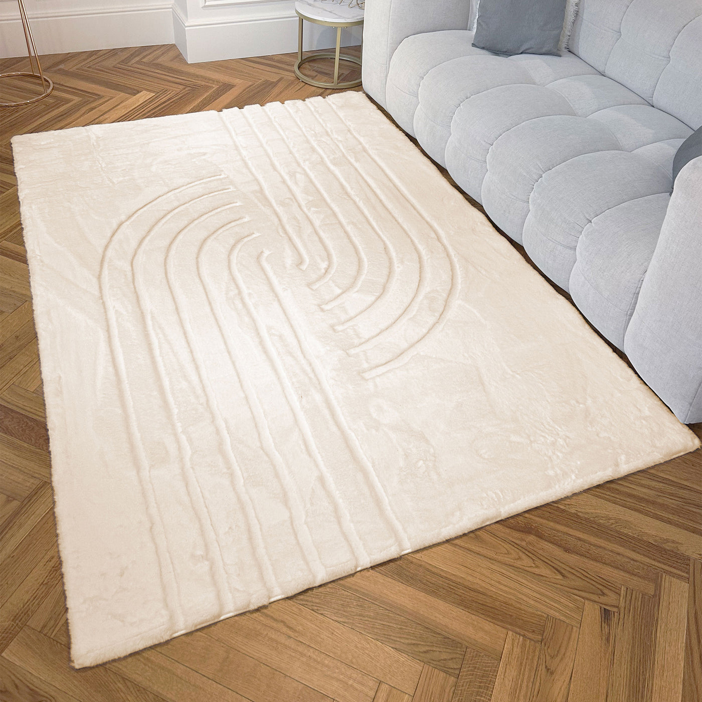 ALASKA Tapis en tissu doux à motif en relief beige - 160x230 cm