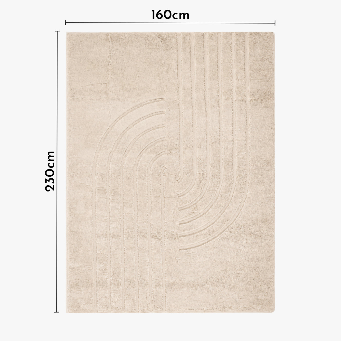 ALASKA Tapis en tissu doux à motif en relief beige - 160x230 cm