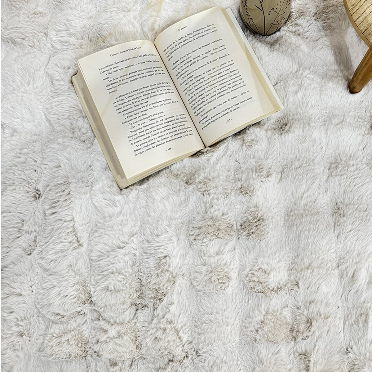BUBBLE Tapis tissu doux à relief blanc - 160x230 cm