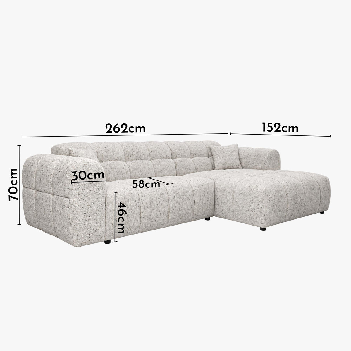 RUBY Canapé d'angle en tissu beige - Angle droit