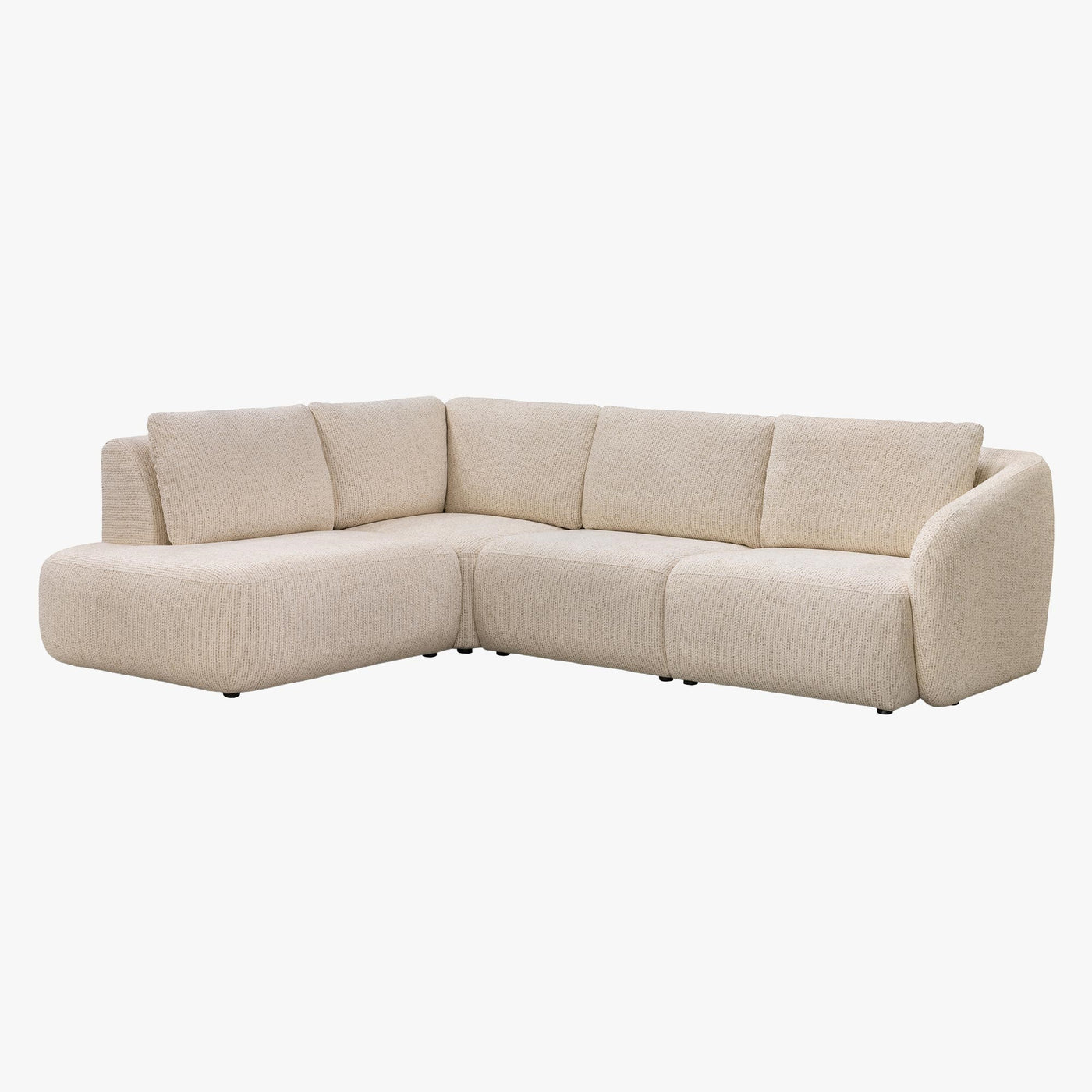 LINDA Canapé d'angle en tissu beige - Angle gauche - Canapés d'angle - Mobilier Deco