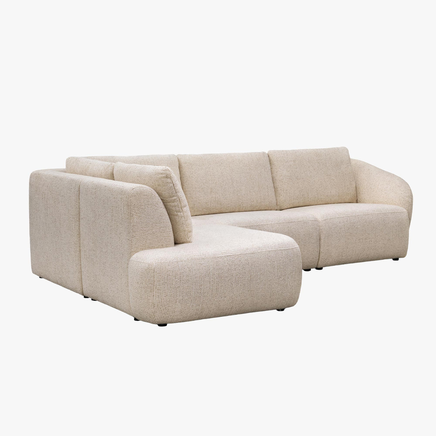 LINDA Canapé d'angle en tissu beige - Angle gauche - Canapés d'angle - Mobilier Deco